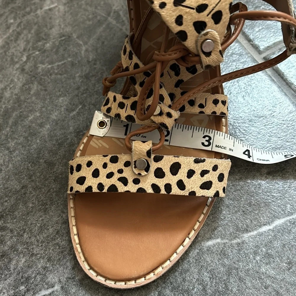 Dolce Vita Luci Leopard Print Calf Hair Block Heels Size 8.5 Boho Resortwear - Picture 12 of 14